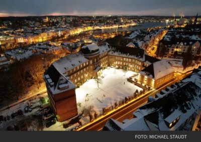 Goethe-Schule Flensburg im Schnee von oben